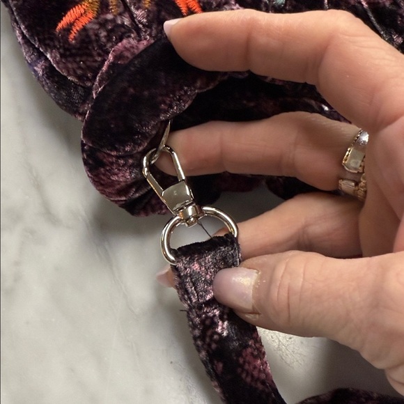 Johnny Was NWT Ulla Velvet Maroon Leopard Flo Embroidered Crossbody Pouch Bag - Picture 2 of 14